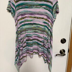 LOGO by Lori Goldstein Tunic Top Multi-Color Asymentrial Tunic. Sz. XL